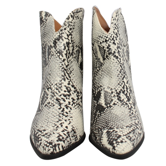 Grey Python Pointy Toe Cowboy Ankle Bootie - Picture 6 of 8